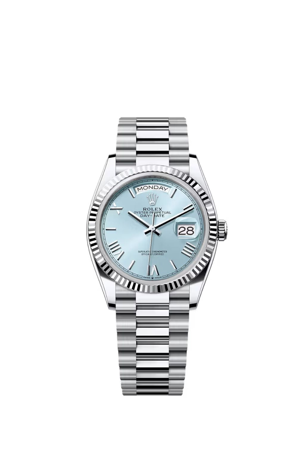 Rolex President Day-Date Platinum Ice 128236 Blue Dial