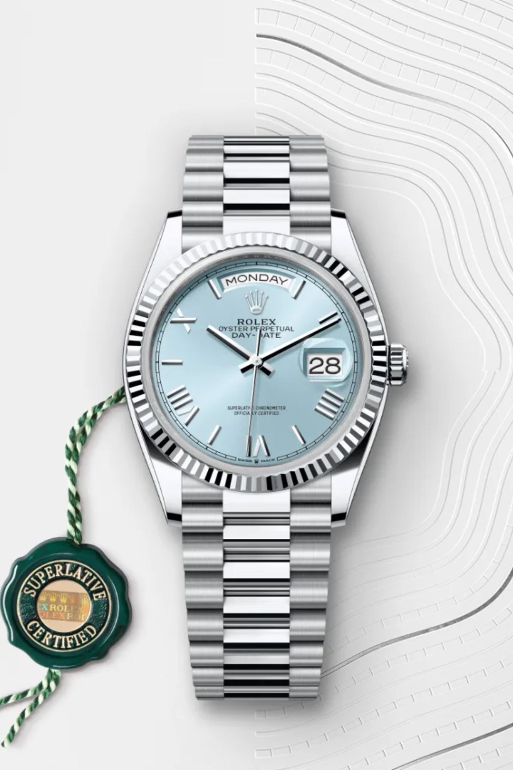 Rolex President Day-Date Platinum Ice 128236 Blue Dial