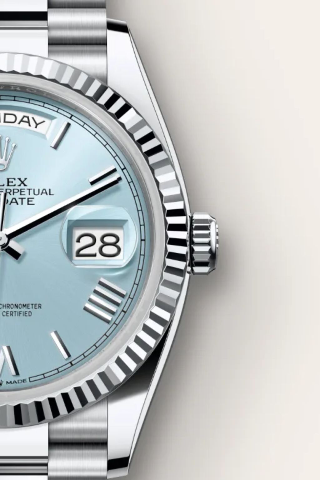 Rolex President Day-Date Platinum Ice 128236 Blue Dial